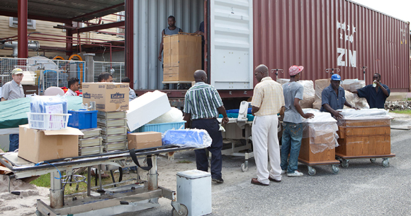 Container with donated equipment to go the Burn Care Unit